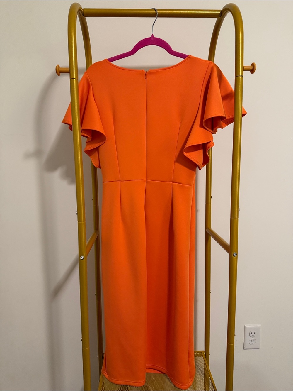 Amazon Orange Ruffle Midi Dress - Picture 4 of 5